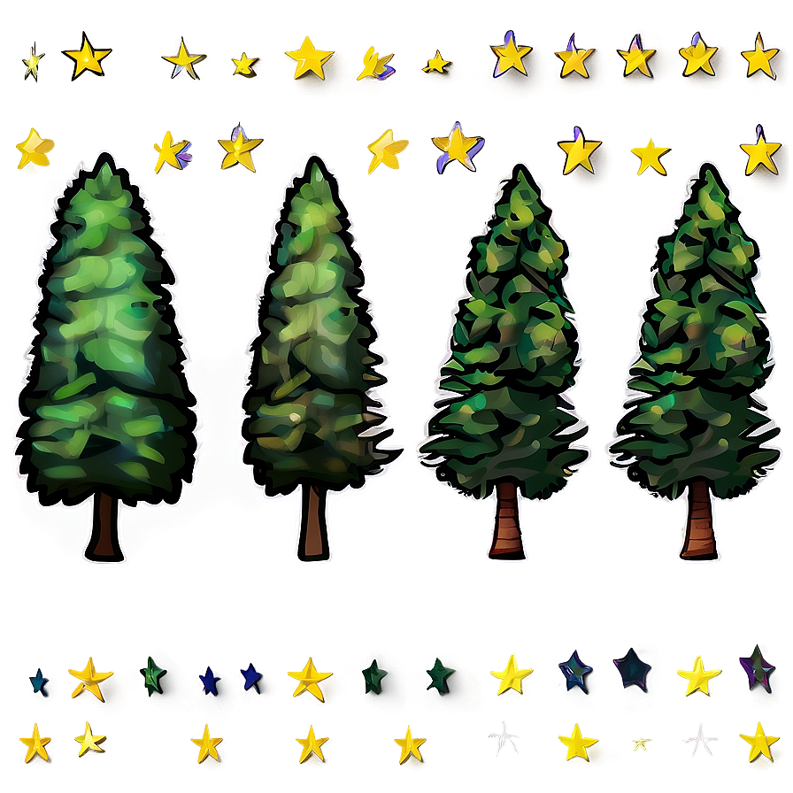 Pine Trees And Stars Png 26 PNG Image