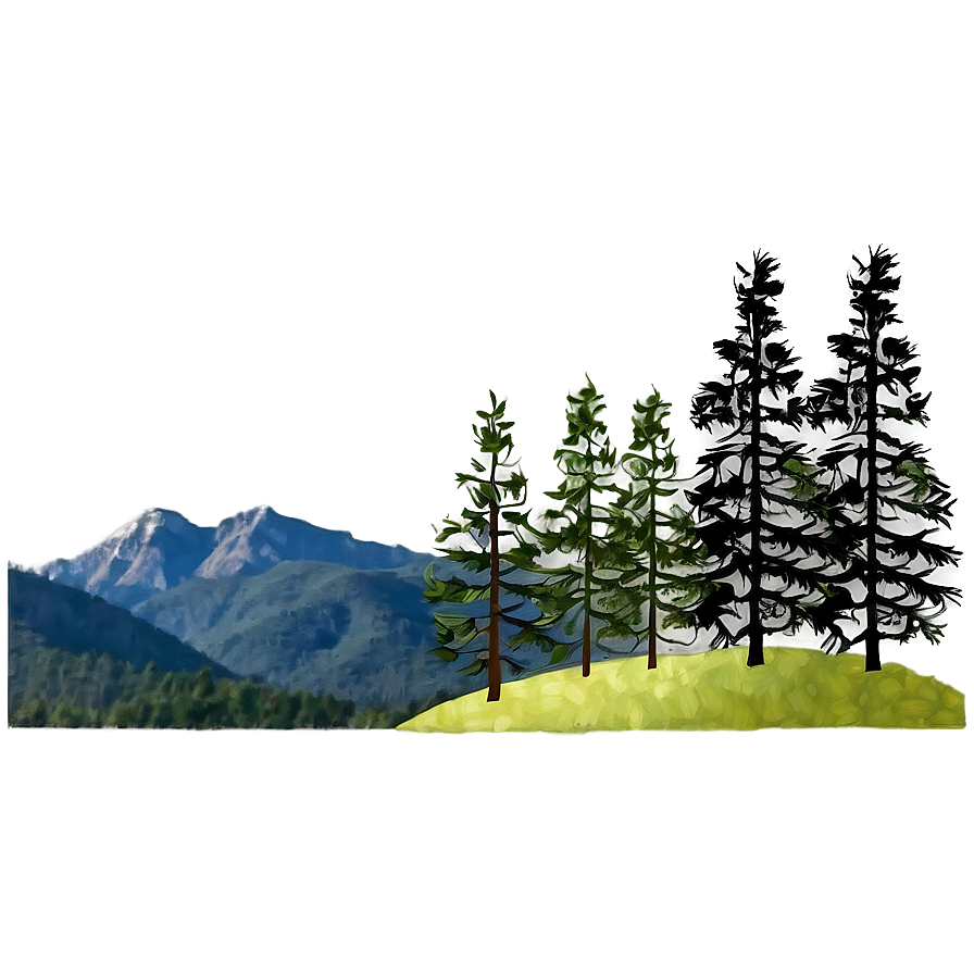 Pine Trees With Mountains Png 56 PNG Image