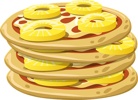 Pineapple Pepperoni Pizza Stack Illustration PNG Image