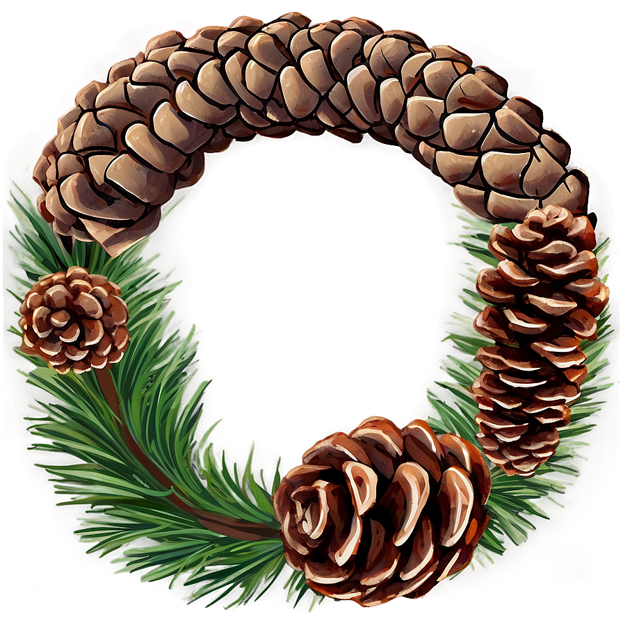 Pinecone And Evergreen Wreath Png Jfu7 PNG Image