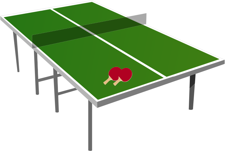 Ping Pong Tableand Paddles PNG Image