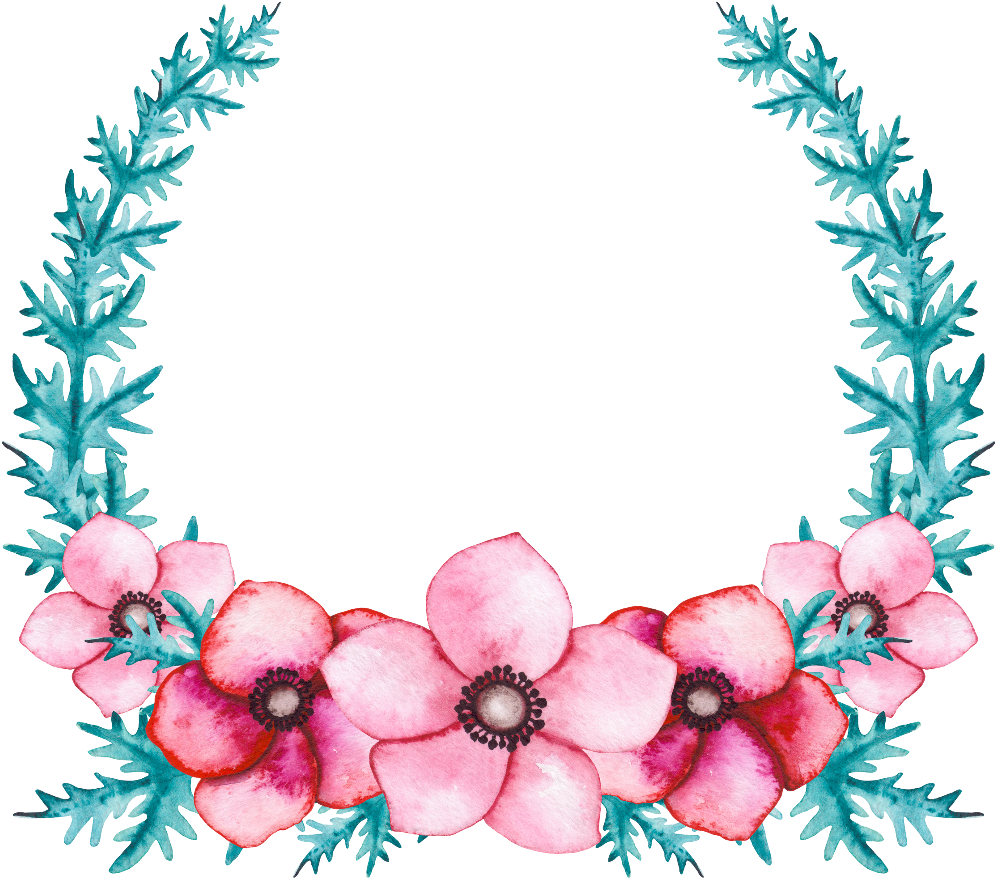 Pink_ Anemone_ Flower_ Wreath PNG Image