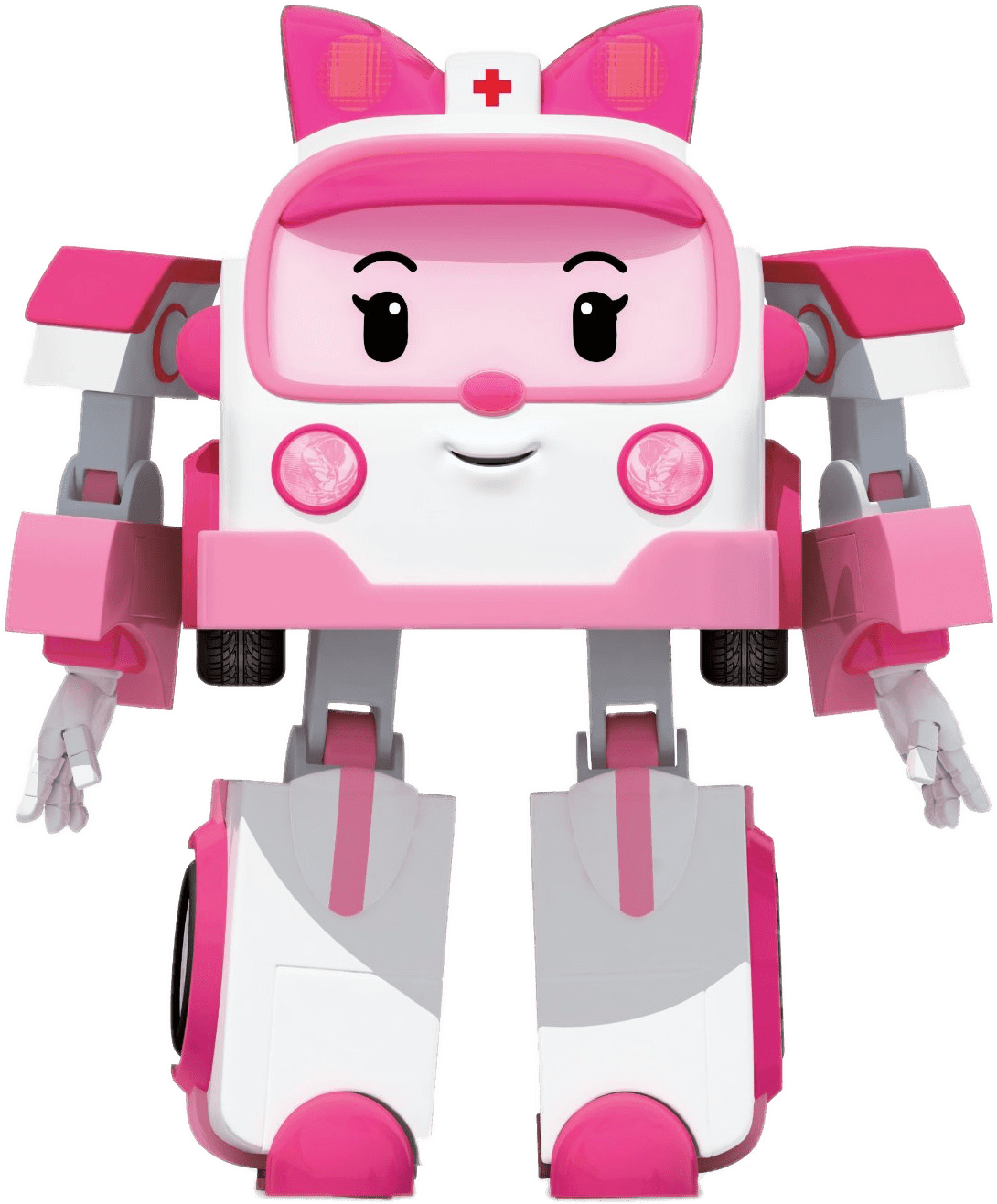 Pink Animated Ambulance Robot PNG Image