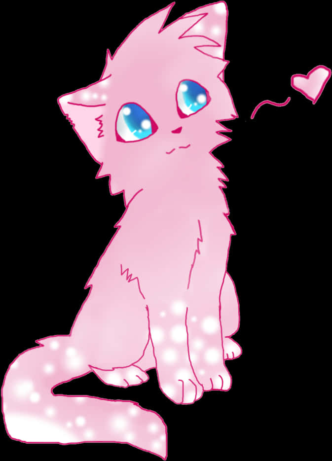 Pink Anime Catwith Heart PNG Image