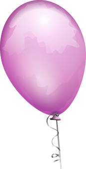 Pink Balloonwith Ribbon PNG Image