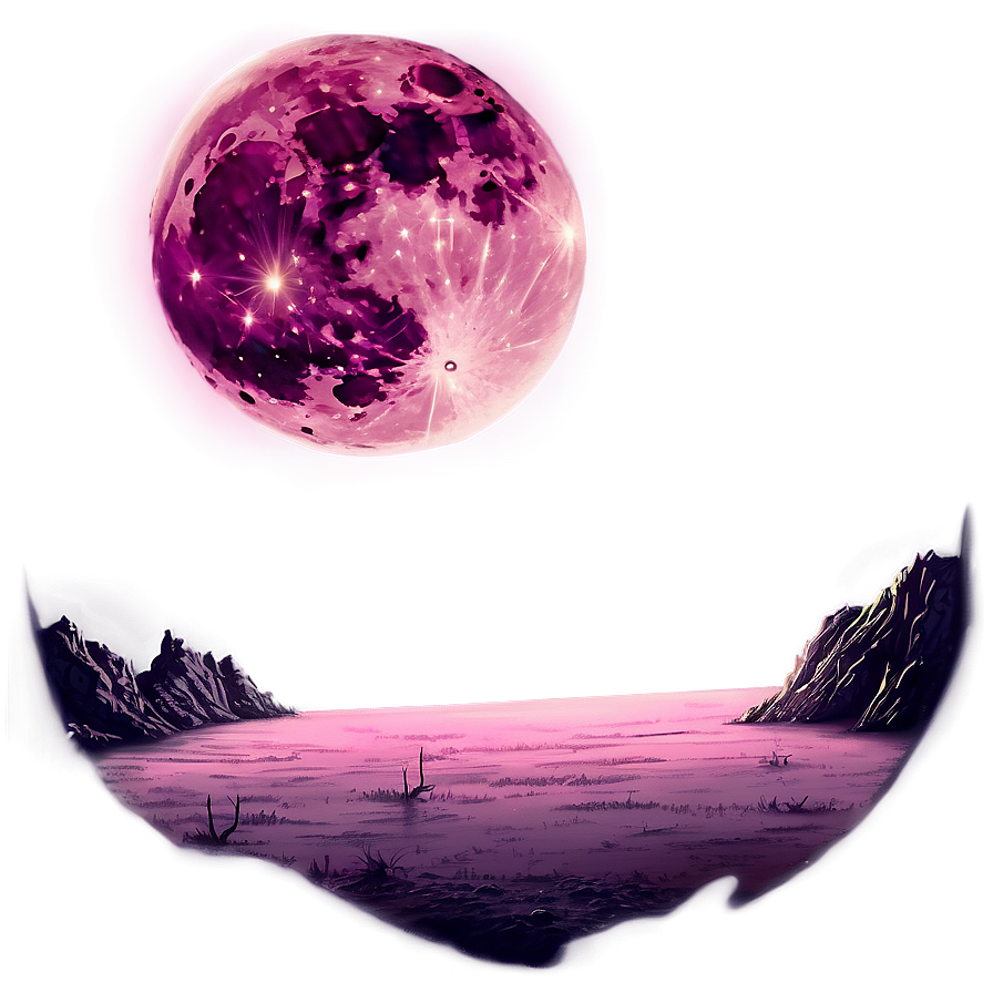 Pink Blood Moon Eerie Scene Png 06252024 PNG Image