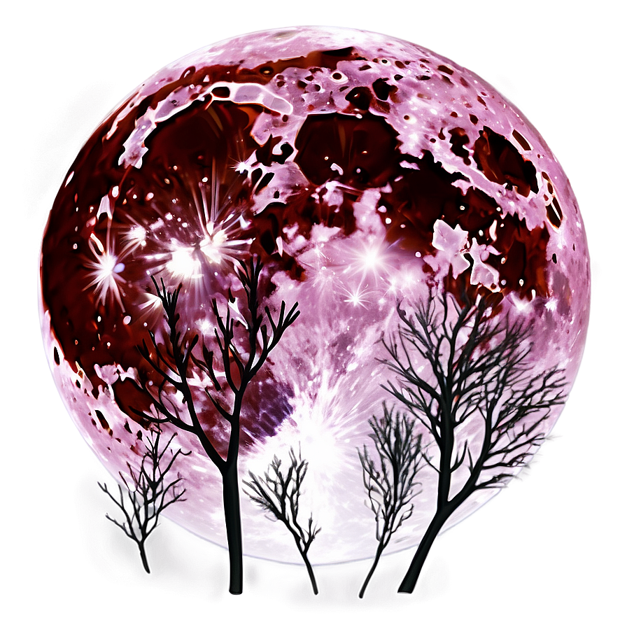 Pink Blood Moon Eerie Scene Png Olu PNG Image