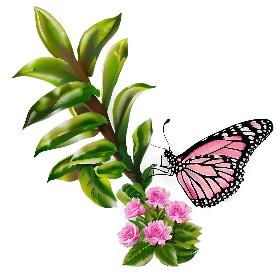 Pink Butterfly In Garden Png Lli PNG Image