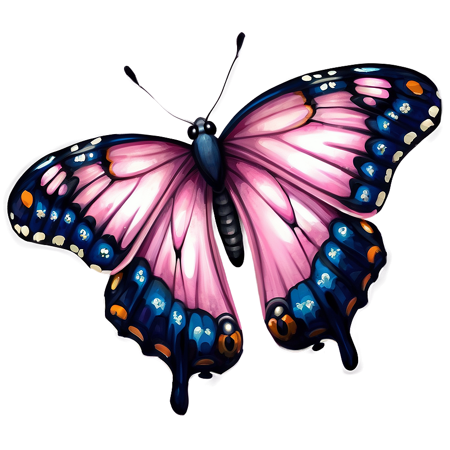 Pink Butterfly Realistic Artwork Png Vjm PNG Image