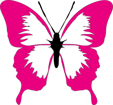 Pink Butterfly Silhouette Faces PNG Image