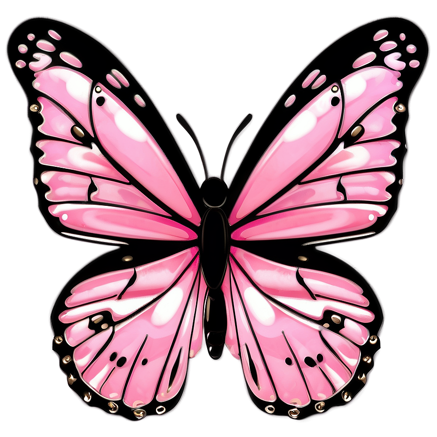 Pink Butterfly With Black Outline Png 72 PNG Image