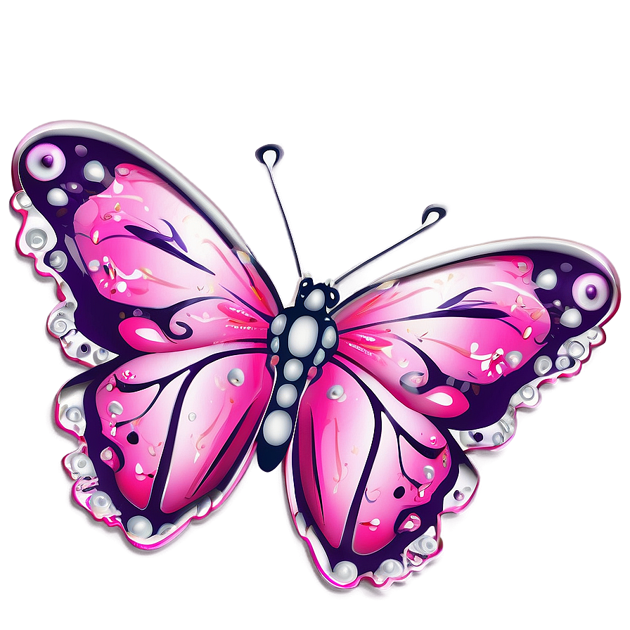 Pink Butterfly With Floral Elements Png 05232024 PNG Image