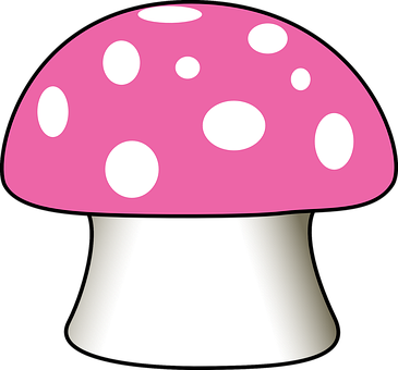 Pink Capped Mushroom Vector PNG Image