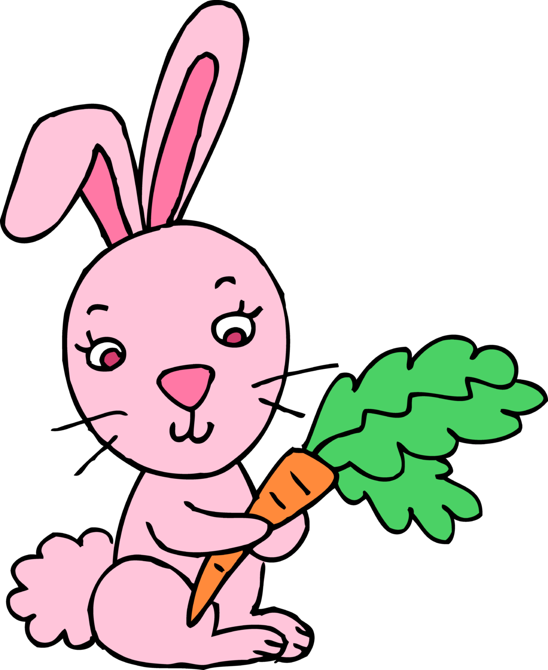 Pink Cartoon Bunnywith Carrot PNG Image