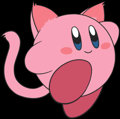 Pink_ Cartoon_ Character_with_ Cat_ Ears PNG Image