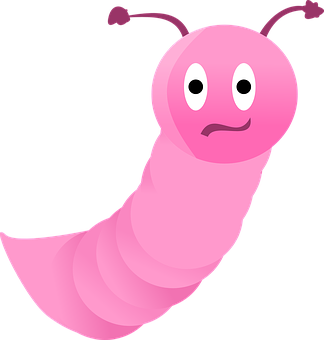 Pink Cartoon Worm PNG Image