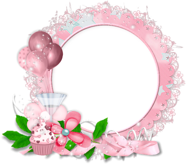 Pink Celebratory Photo Frame PNG Image