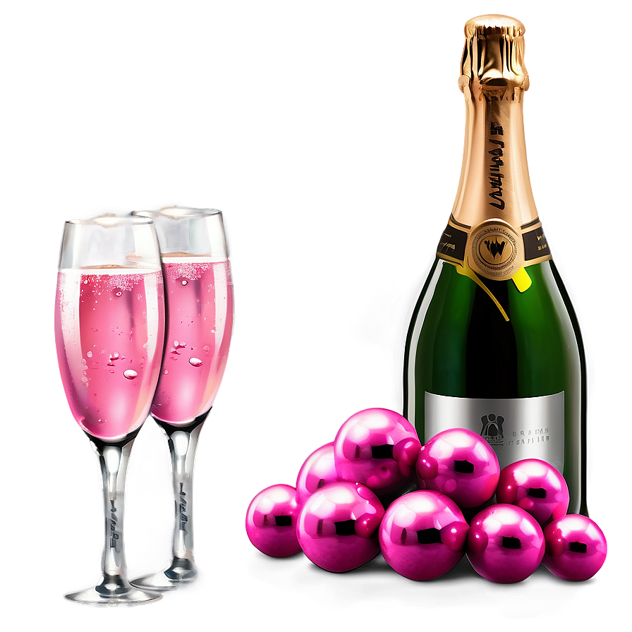 Pink Champagne With Silver Decor Png Hxr PNG Image