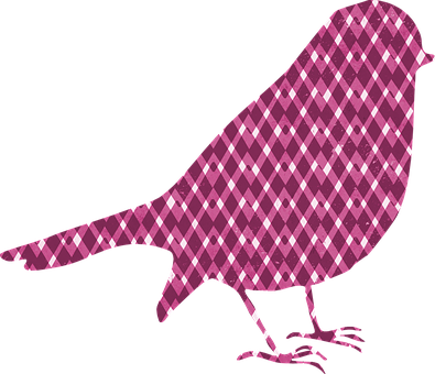 Pink Checkered Bird Silhouette PNG Image