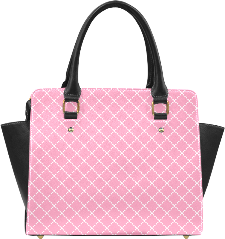 Pink Checkered Tote Handbag PNG Image