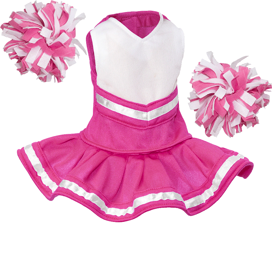 Pink Cheerleader Uniformwith Pom Poms PNG Image