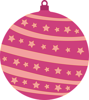 Pink Christmas Ornamentwith Stars PNG Image