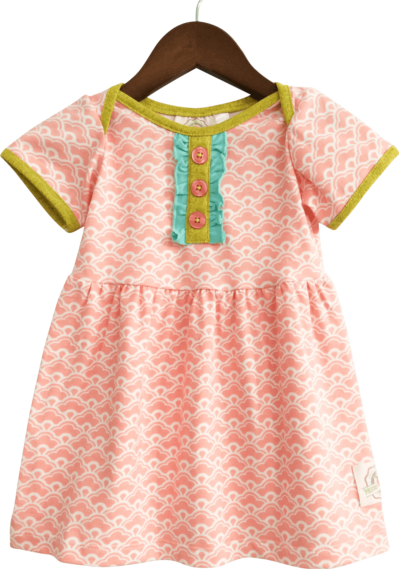 Pink Cloud Pattern Girls Dress PNG Image