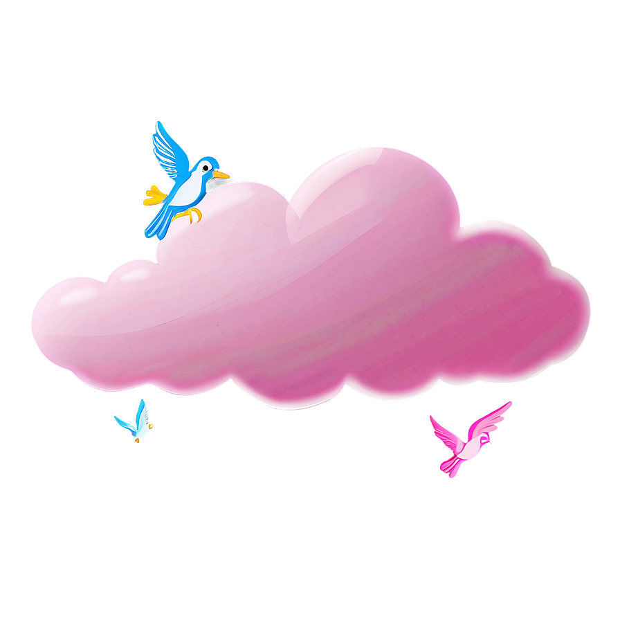 Pink Cloud With Birds Flying Png Ynn94 PNG Image