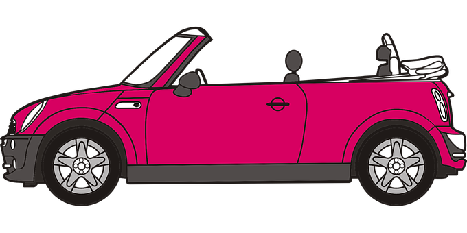 Pink Convertible Car Illustration PNG Image