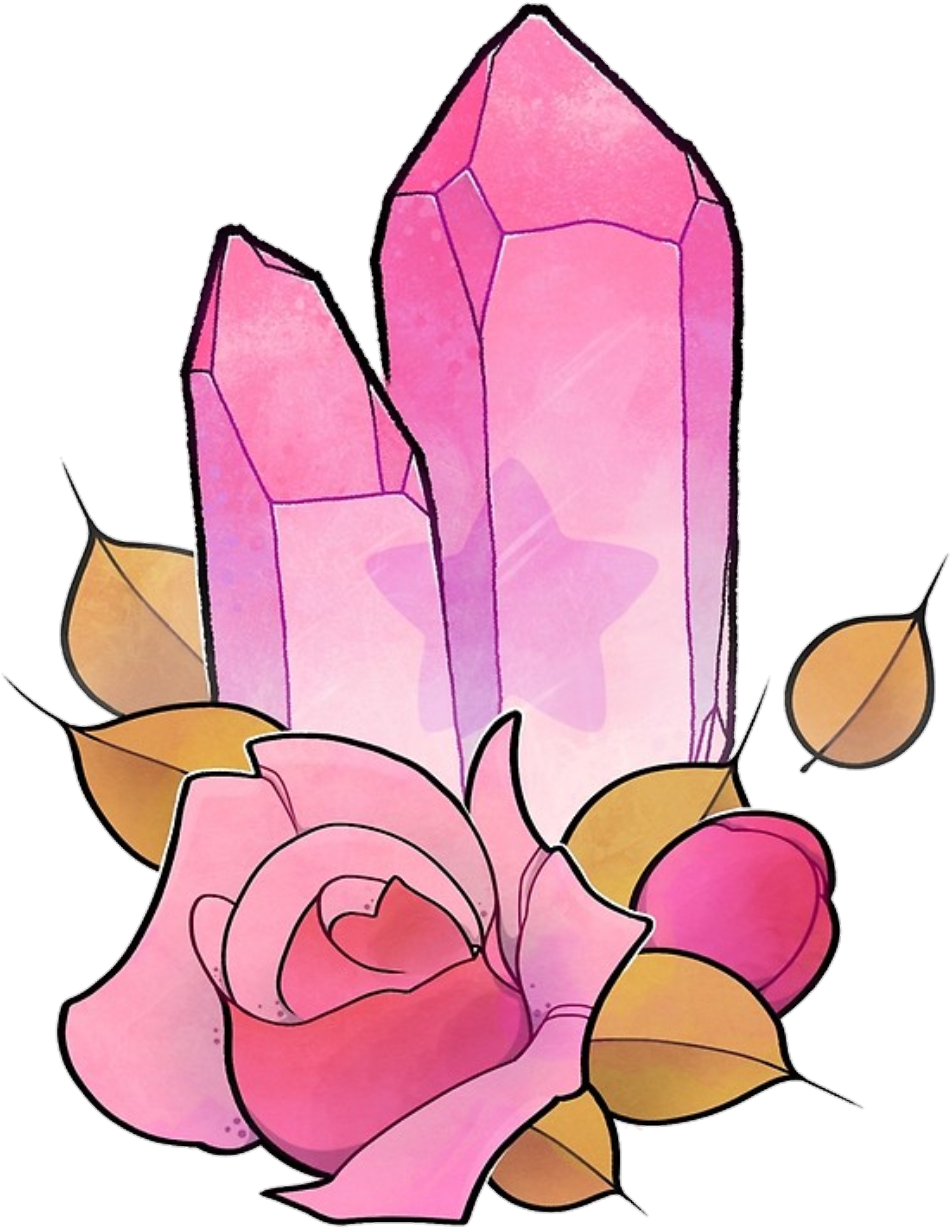 Pink Crystal Rose Tattoo Design PNG Image