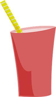 Pink Cup With Striped Straw PNG Image