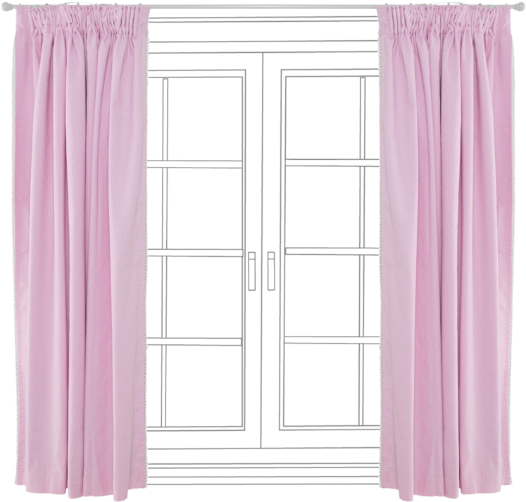 Pink Curtains French Doors PNG Image