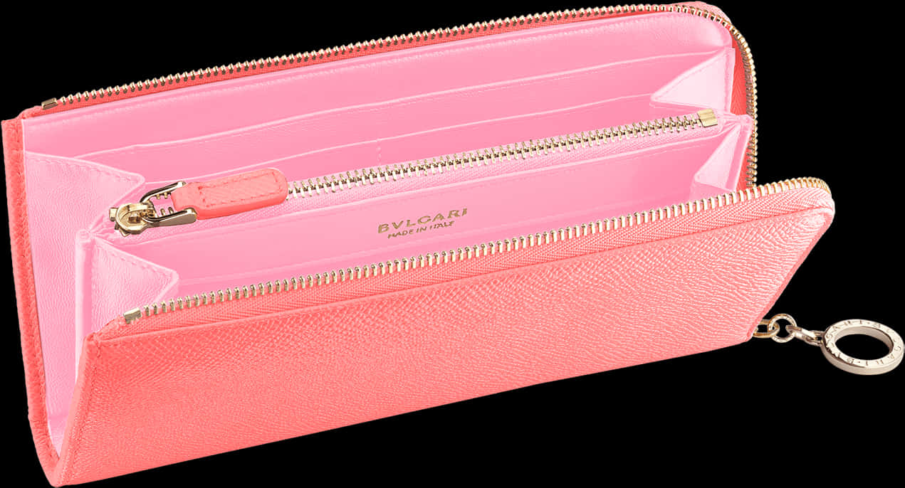 Pink Designer Walletwith Zippers PNG Image