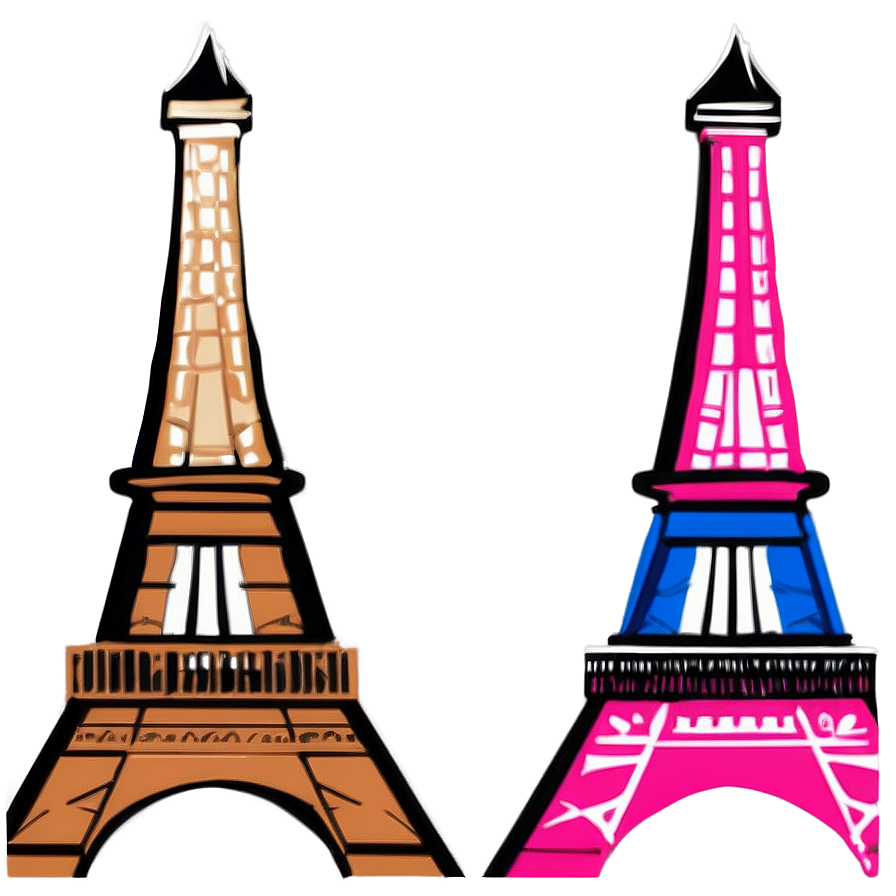 Pink Eiffel Tower Art Png Eju PNG Image