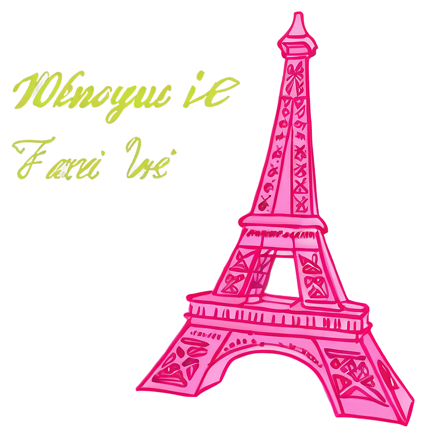 Pink Eiffel Tower Art Png Nnw4 PNG Image