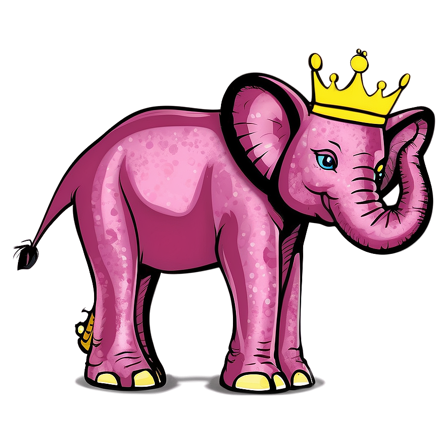 Pink Elephant With Crown Png Wwq PNG Image