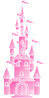 Pink Fantasy Castle Illustration PNG Image