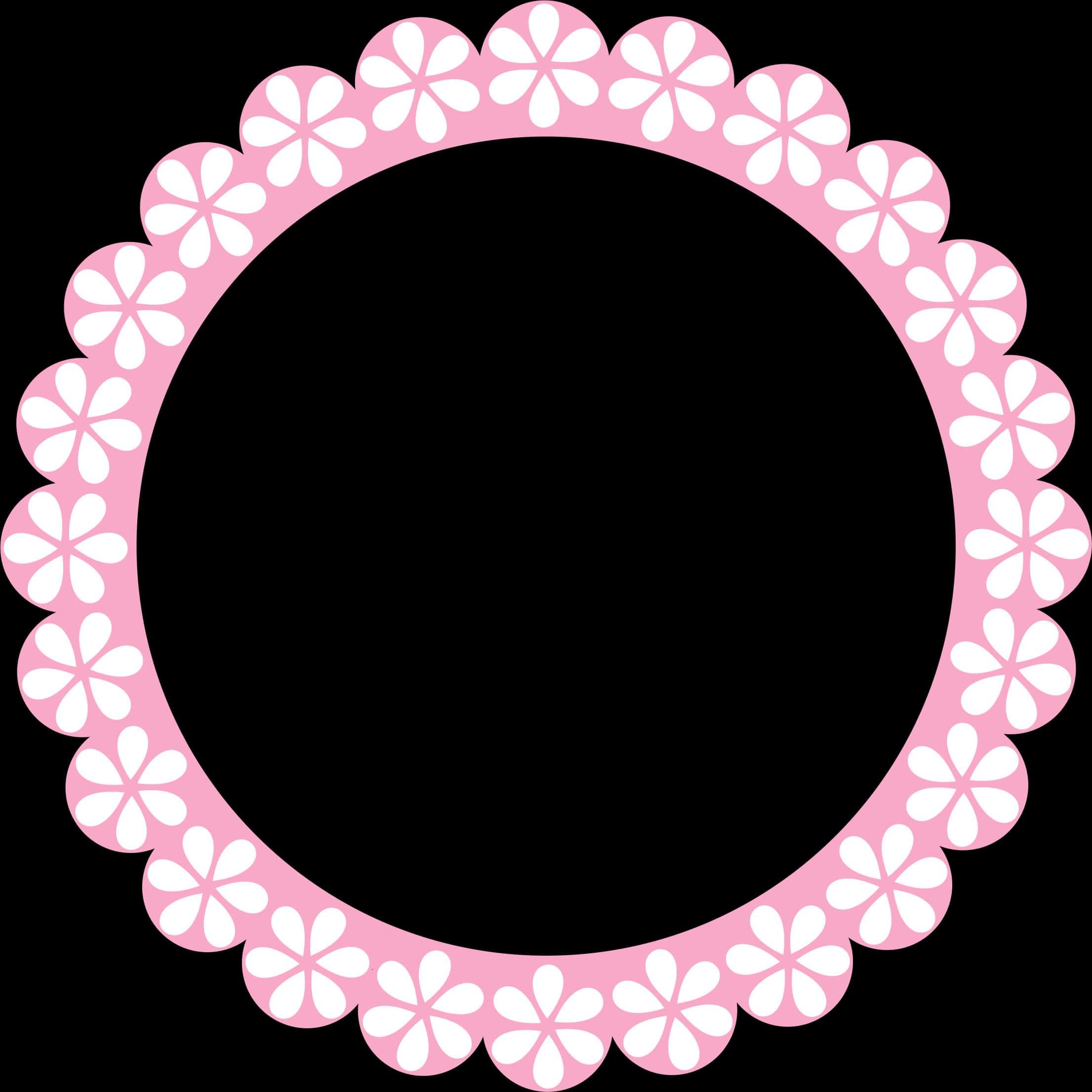 Pink Floral Circle Frame PNG Image