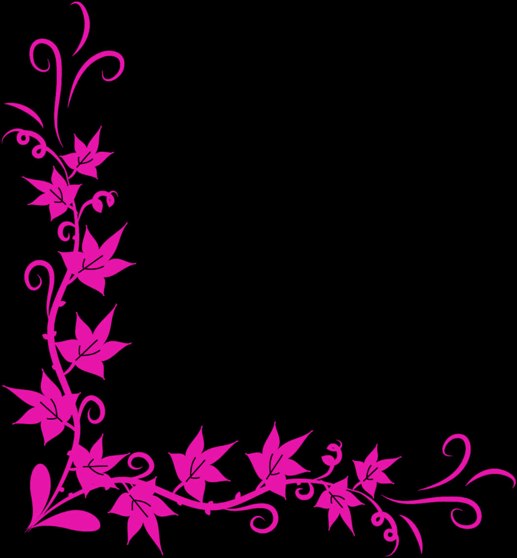 Pink_ Floral_ Corner_ Design PNG Image