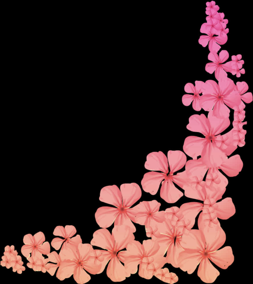 Pink Floral Corner Design PNG Image