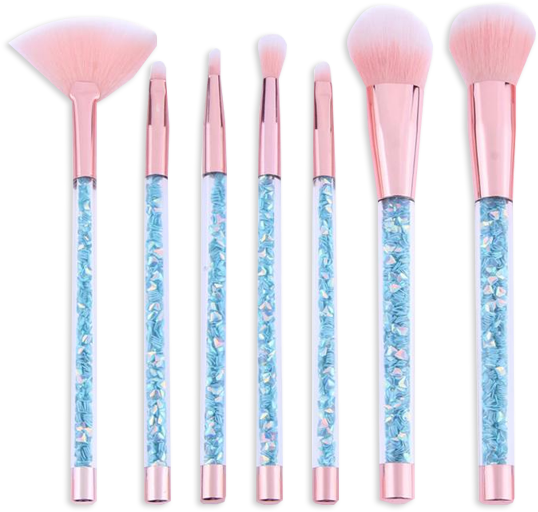 Pink Floral Makeup Brush Set PNG Image