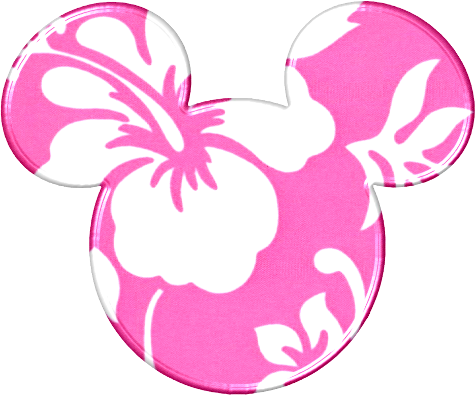 Pink Floral Mickey Mouse Ears PNG Image