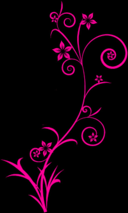 Pink Floral Swirl Design PNG Image