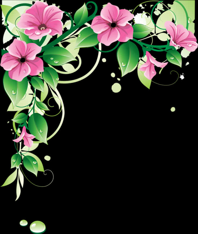 Pink Floral Vector Design PNG Image