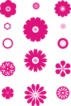 Pink_ Flower_ Patterns_on_ Black_ Background PNG Image