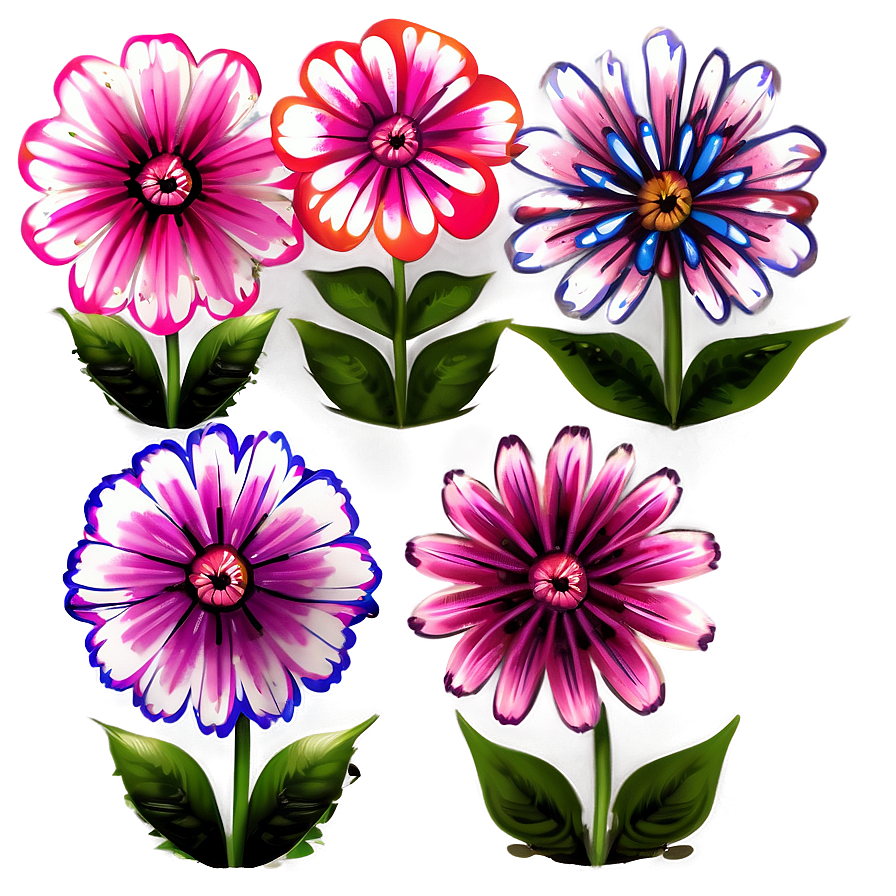 Pink Flowers Art Png Mii62 PNG Image