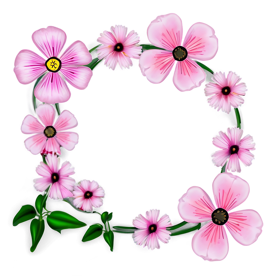 Pink Flowers Frame Png Mjn PNG Image