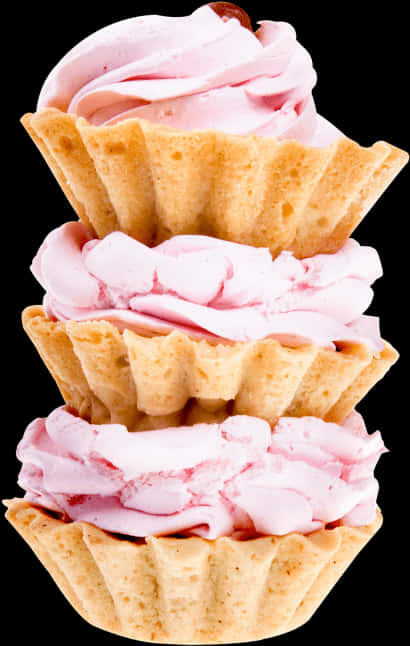 Pink Frosted Cupcake Stack PNG Image