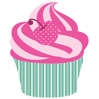 Pink Frosted Cupcake Vector PNG Image