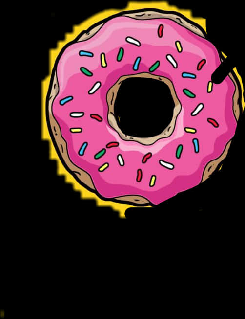 Pink Frosted Sprinkled Donut Illustration PNG Image